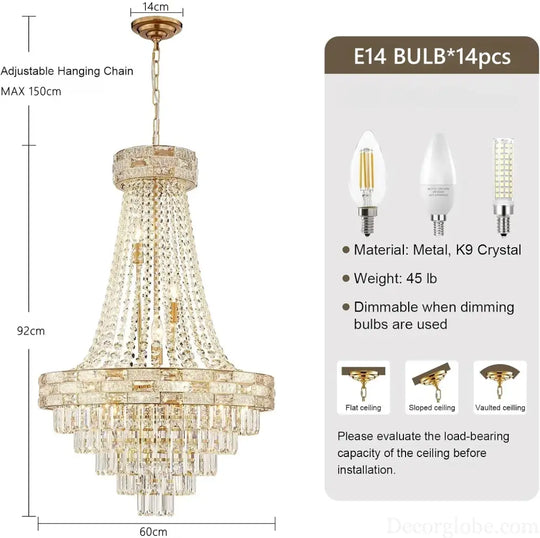 Luxury Circular Crystal Pendant Chandelier for Dining and Living Room Chandelier