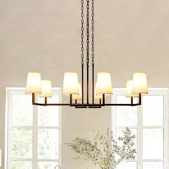 Classic White Hanging Chandelier with 6 Bulbs for Living Room Lighting White