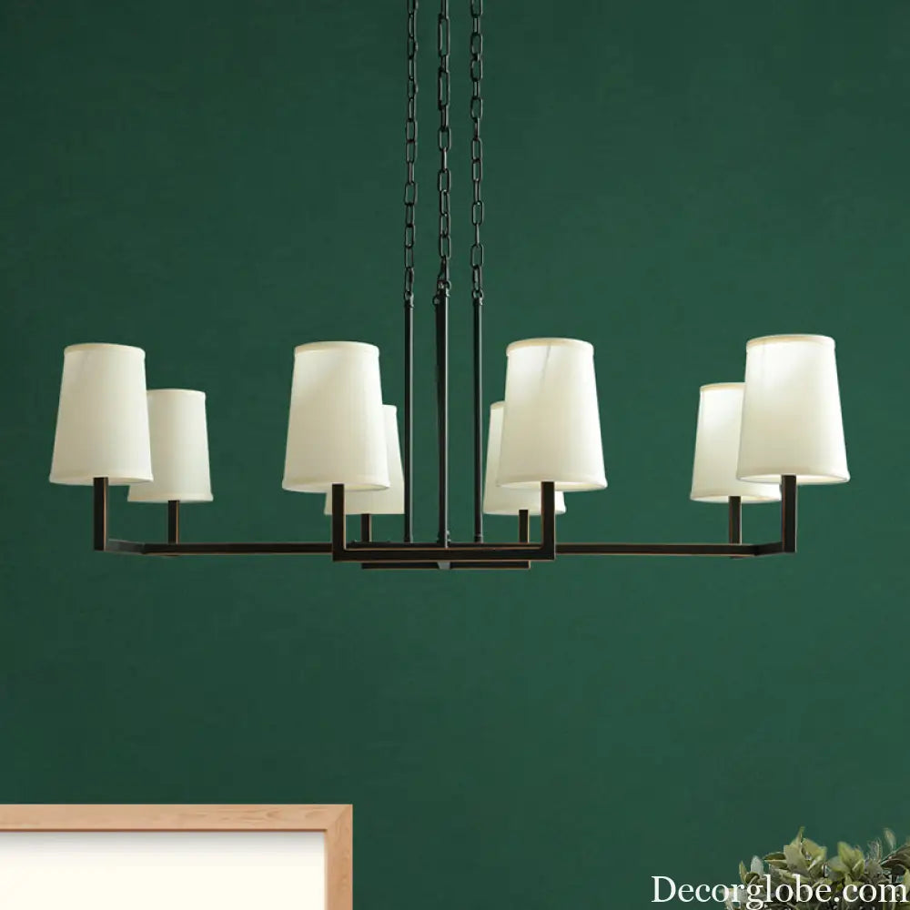 Classic White Hanging Chandelier with 6 Bulbs for Living Room Lighting White