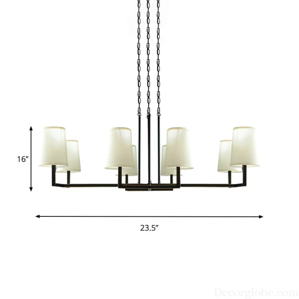 Classic White Hanging Chandelier with 6 Bulbs for Living Room Lighting White