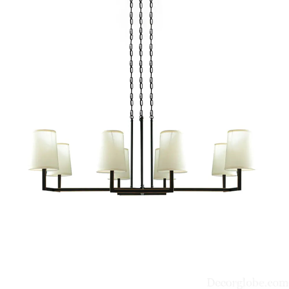 Classic White Hanging Chandelier with 6 Bulbs for Living Room Lighting White
