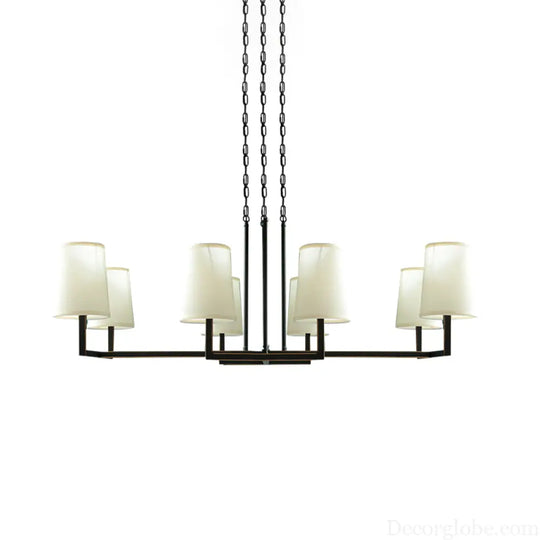 Classic White Hanging Chandelier with 6 Bulbs for Living Room Lighting White