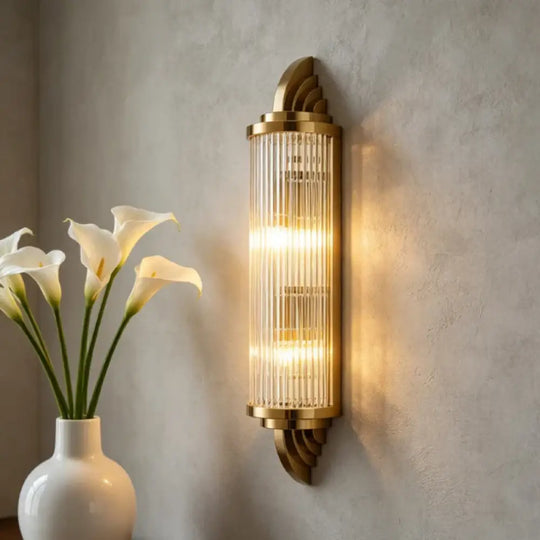 Art Decor Wall Light Clear Glass Gold Metal Creative Sconce Lamp For Living Room Hotel Indoor Bedroom E14 Bulb