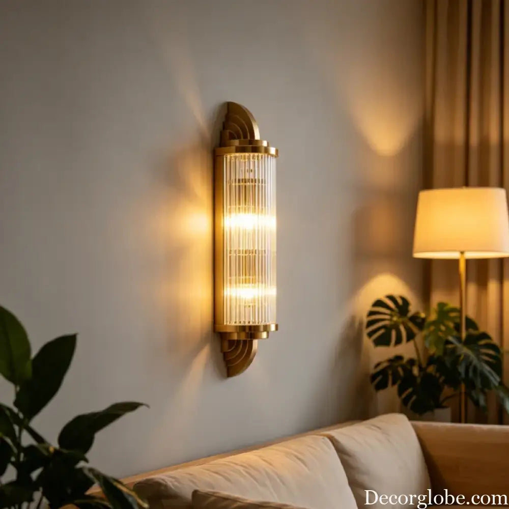 Art Decor Wall Light Clear Glass Gold Metal Creative Sconce Lamp For Living Room Hotel Indoor Bedroom E14 Bulb
