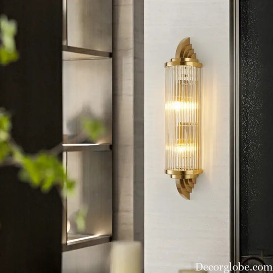 Art Decor Wall Light Clear Glass Gold Metal Creative Sconce Lamp For Living Room Hotel Indoor Bedroom E14 Bulb