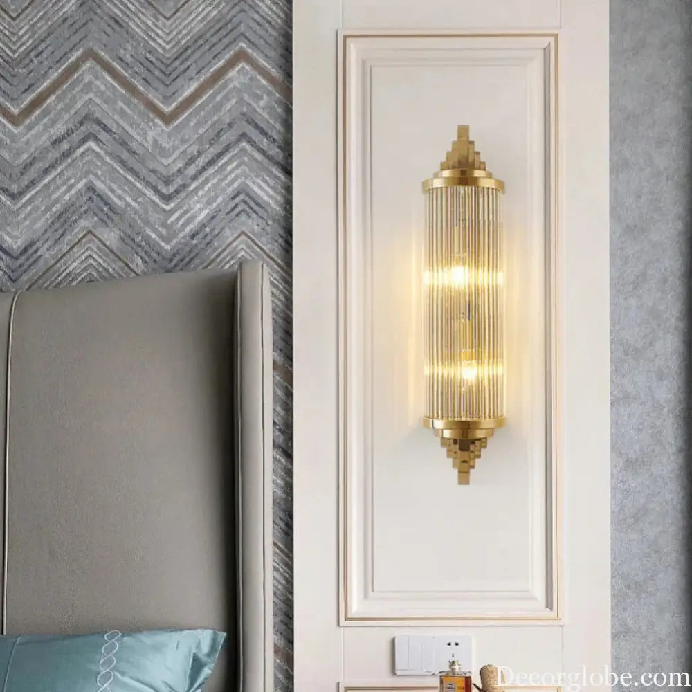 Art Decor Wall Light Clear Glass Gold Metal Creative Sconce Lamp For Living Room Hotel Indoor Bedroom E14 Bulb