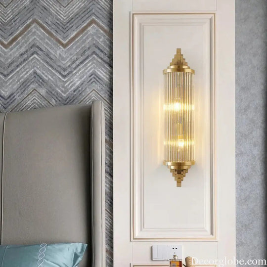 Art Decor Wall Light Clear Glass Gold Metal Creative Sconce Lamp For Living Room Hotel Indoor Bedroom E14 Bulb