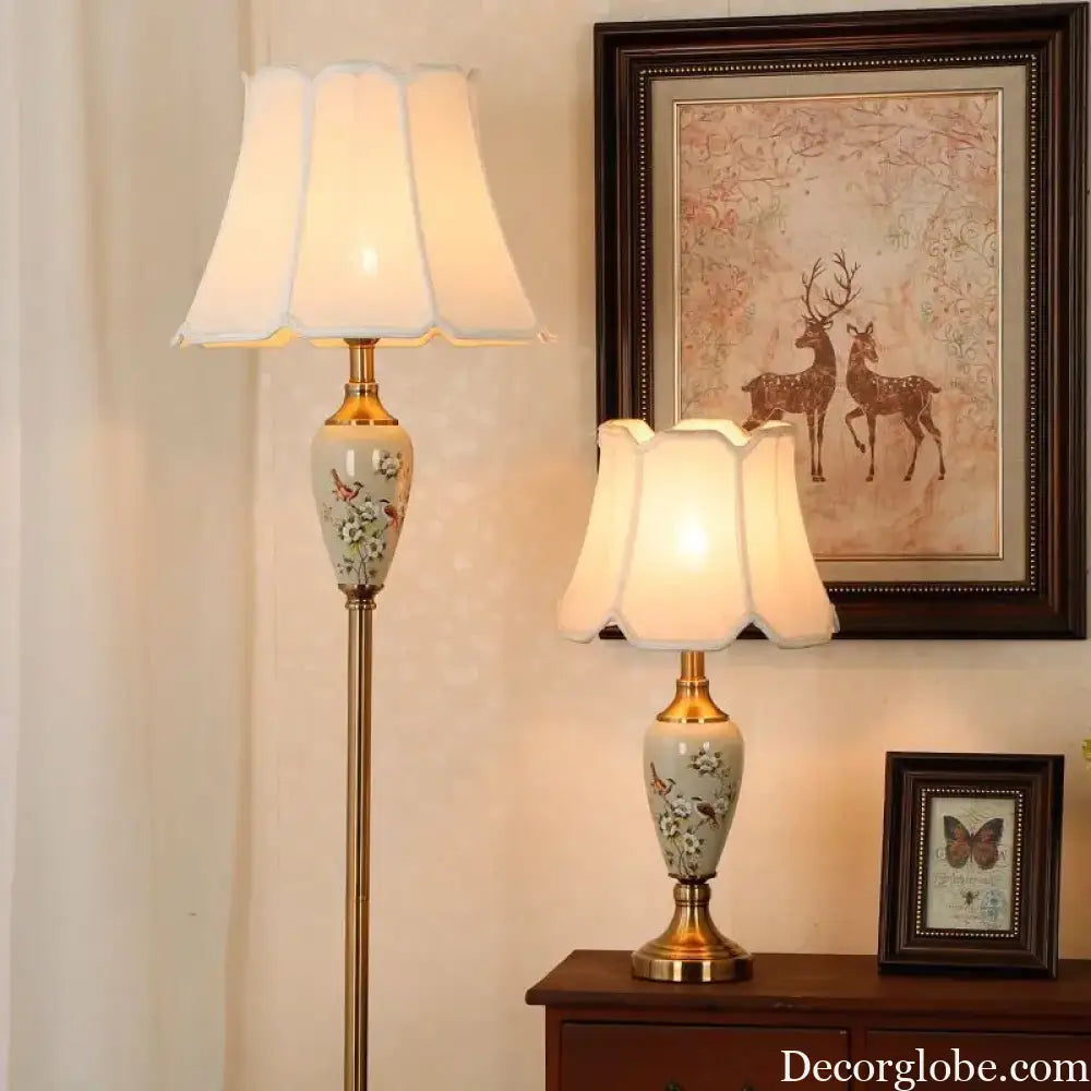 Élise European Retro Flower Ceramic LED Floor Lamp