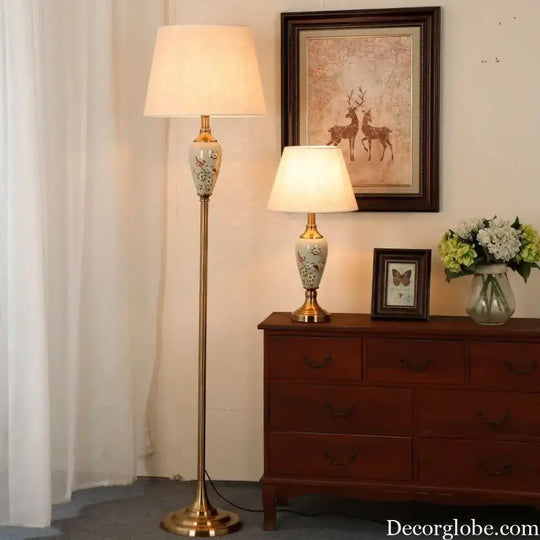 Élise European Retro Flower Ceramic LED Floor Lamp