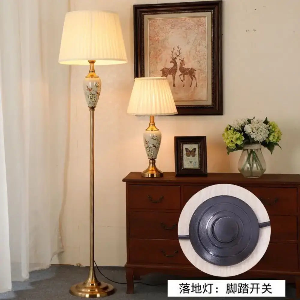 Élise European Retro Flower Ceramic LED Floor Lamp - Style 10