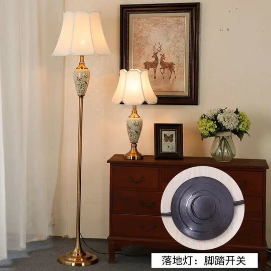 Élise European Retro Flower Ceramic LED Floor Lamp - Style 11