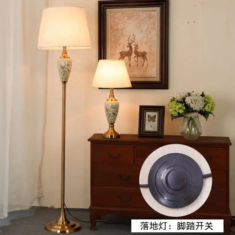 Élise European Retro Flower Ceramic LED Floor Lamp - Style 9