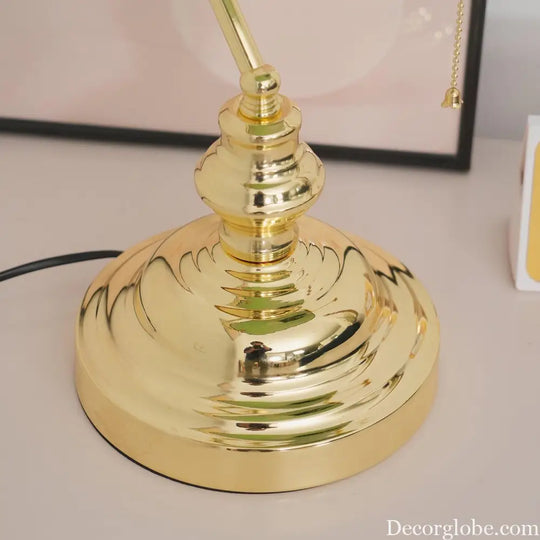 Colette Vintage Bankers Table Lamp with Green Glass Shade - Table Lamp
