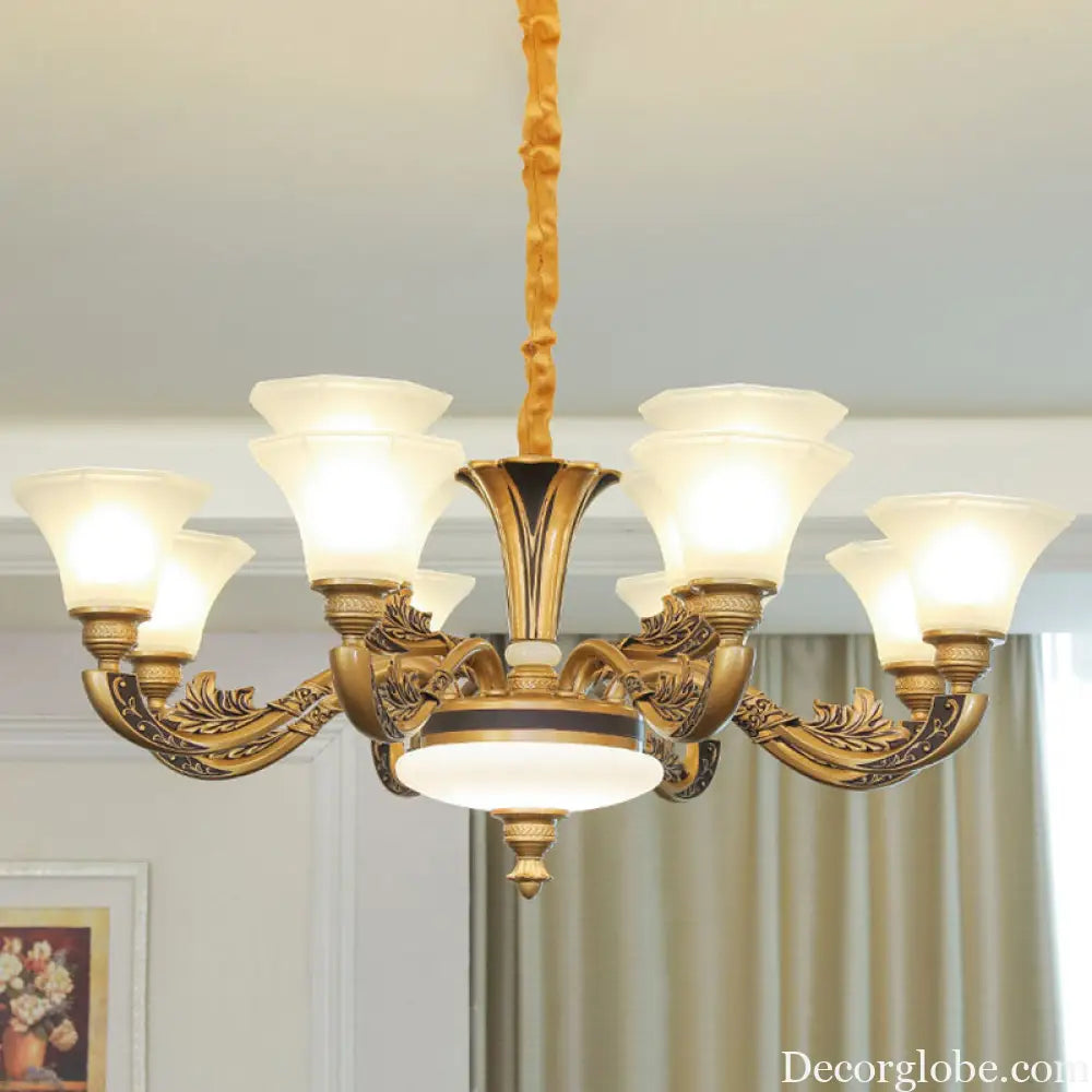 Contemporary Glass Pendant Light Kit: Bell-Shaped Ceiling Chandelier for Living Room White