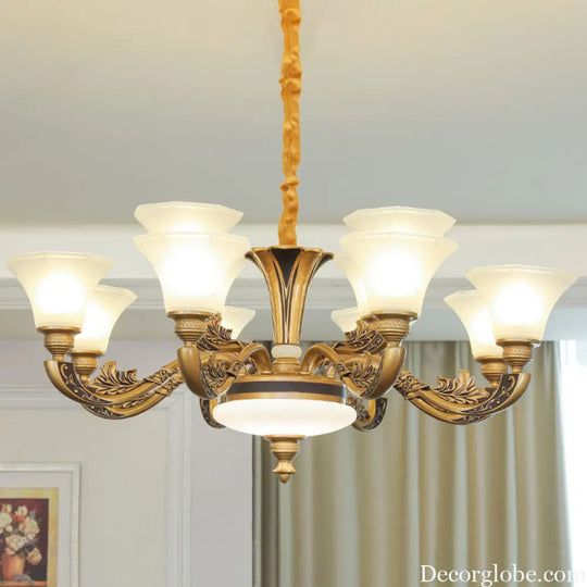 Contemporary Glass Pendant Light Kit: Bell-Shaped Ceiling Chandelier for Living Room White