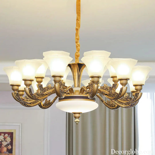 Contemporary Glass Pendant Light Kit: Bell-Shaped Ceiling Chandelier for Living Room White
