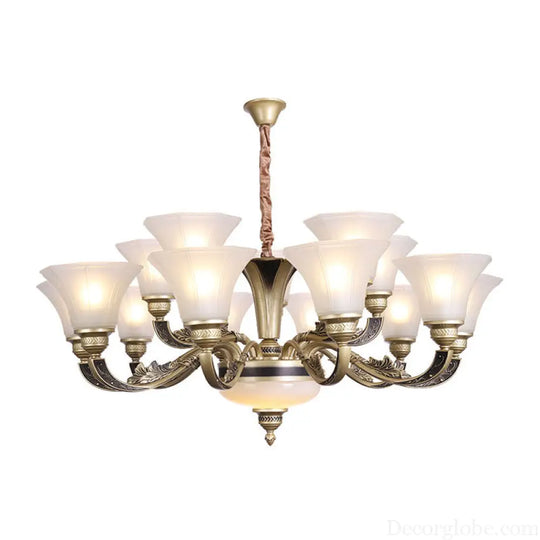 Contemporary Glass Pendant Light Kit: Bell-Shaped Ceiling Chandelier for Living Room White