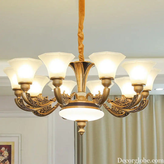 Contemporary Glass Pendant Light Kit: Bell-Shaped Ceiling Chandelier for Living Room White