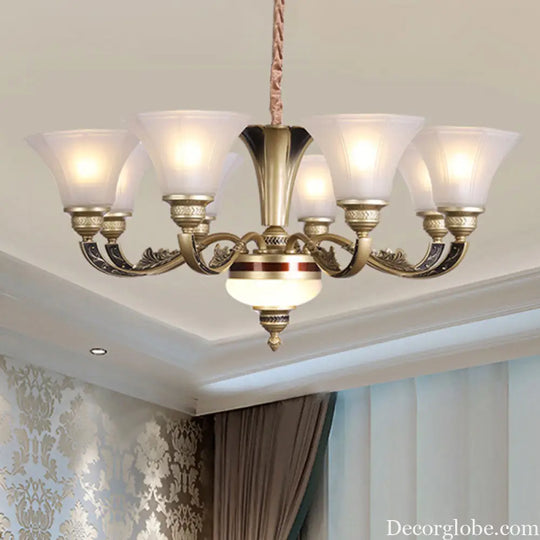 Contemporary Glass Pendant Light Kit: Bell-Shaped Ceiling Chandelier for Living Room White
