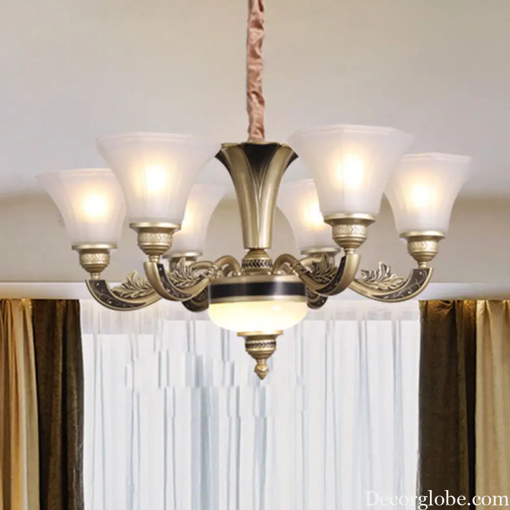 Contemporary Glass Pendant Light Kit: Bell-Shaped Ceiling Chandelier for Living Room White