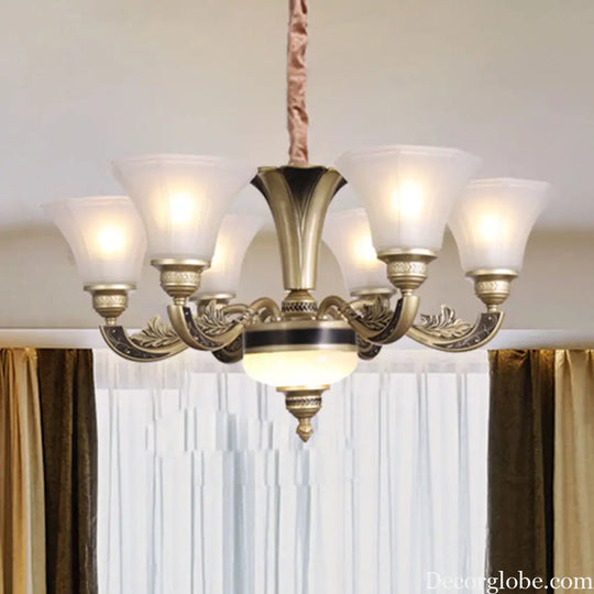 Contemporary Glass Pendant Light Kit: Bell-Shaped Ceiling Chandelier for Living Room White