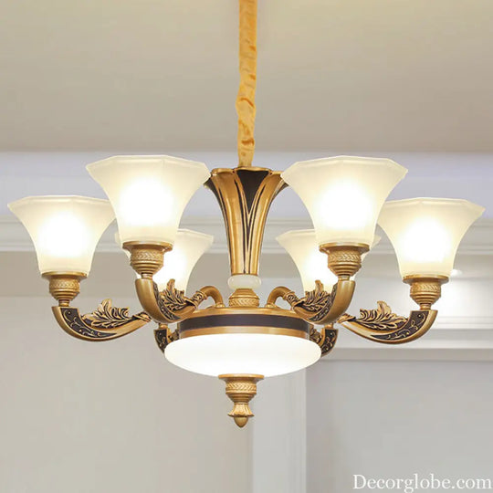 Contemporary Glass Pendant Light Kit: Bell-Shaped Ceiling Chandelier for Living Room White