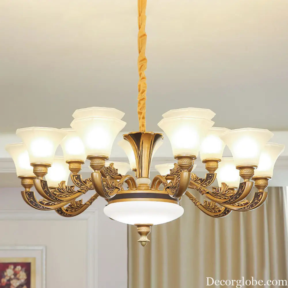 Contemporary Glass Pendant Light Kit: Bell-Shaped Ceiling Chandelier for Living Room White