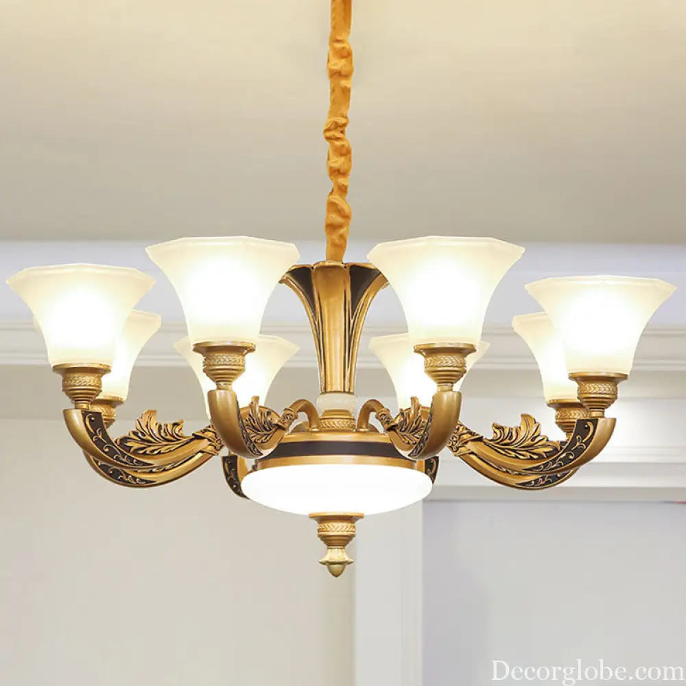 Contemporary Glass Pendant Light Kit: Bell-Shaped Ceiling Chandelier for Living Room White