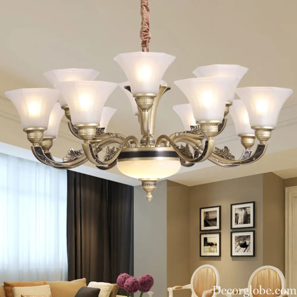 Contemporary Glass Pendant Light Kit: Bell-Shaped Ceiling Chandelier for Living Room White