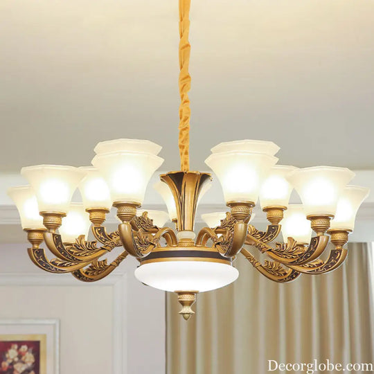 Contemporary Glass Pendant Light Kit: Bell-Shaped Ceiling Chandelier for Living Room White