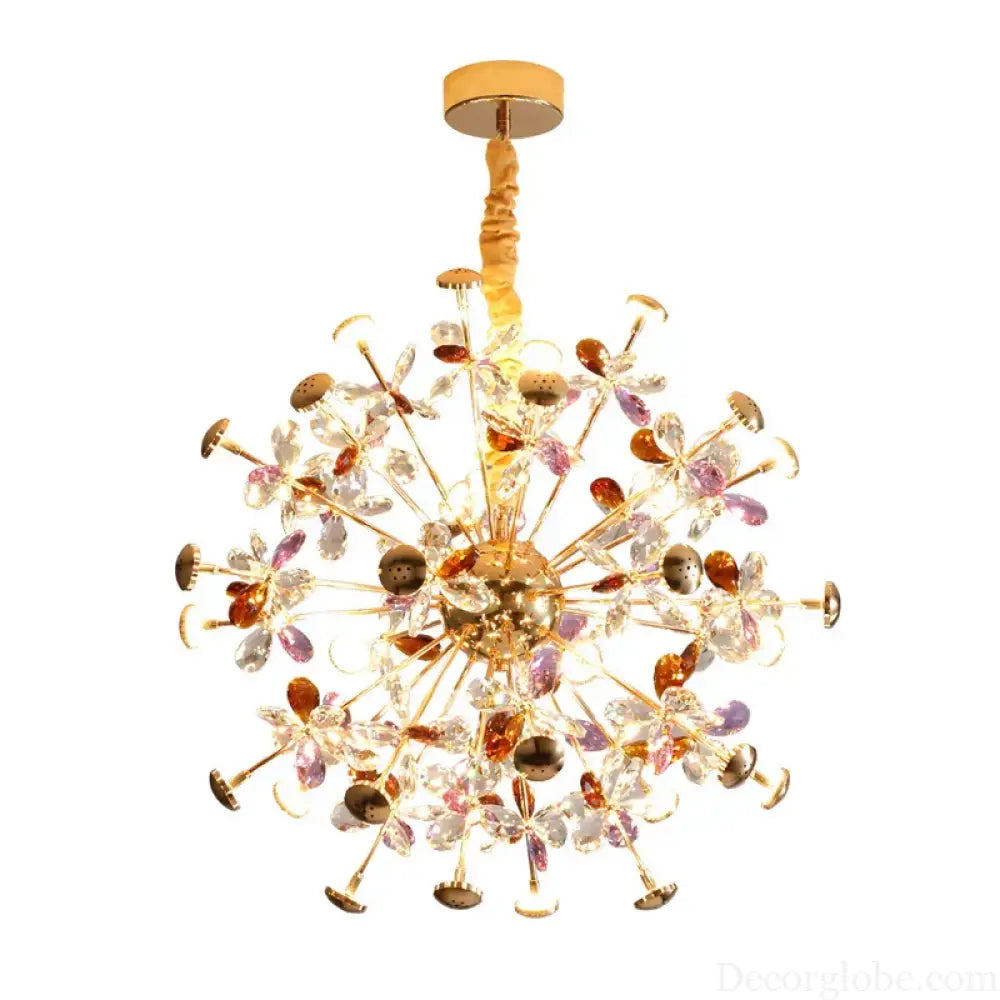 Contemporary Dandelion LED Chandelier - Fashionable Branch Design with Colorful Crystal Accents - DecorGlobe