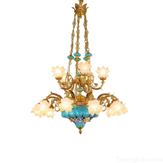 CÉLORIN European Copper &amp; Ceramic Grand Chandelier Chandelier