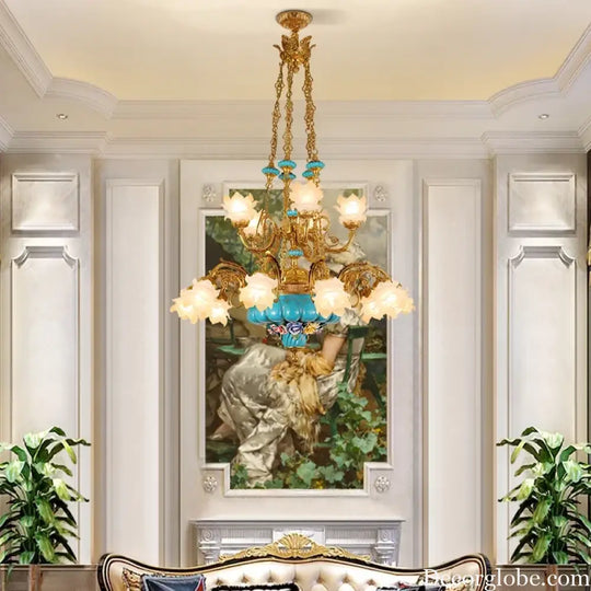 CÉLORIN European Copper &amp; Ceramic Grand Chandelier Chandelier