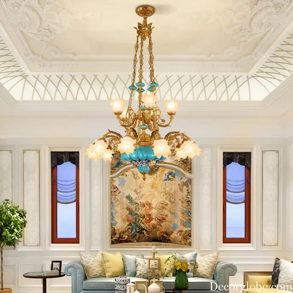 CÉLORIN European Copper & Ceramic Grand Chandelier Chandelier