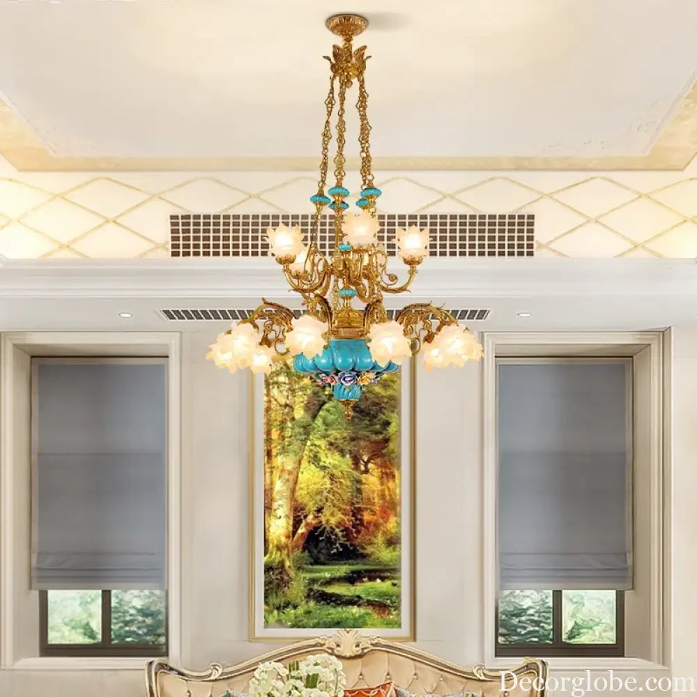 CÉLORIN European Copper &amp; Ceramic Grand Chandelier Chandelier
