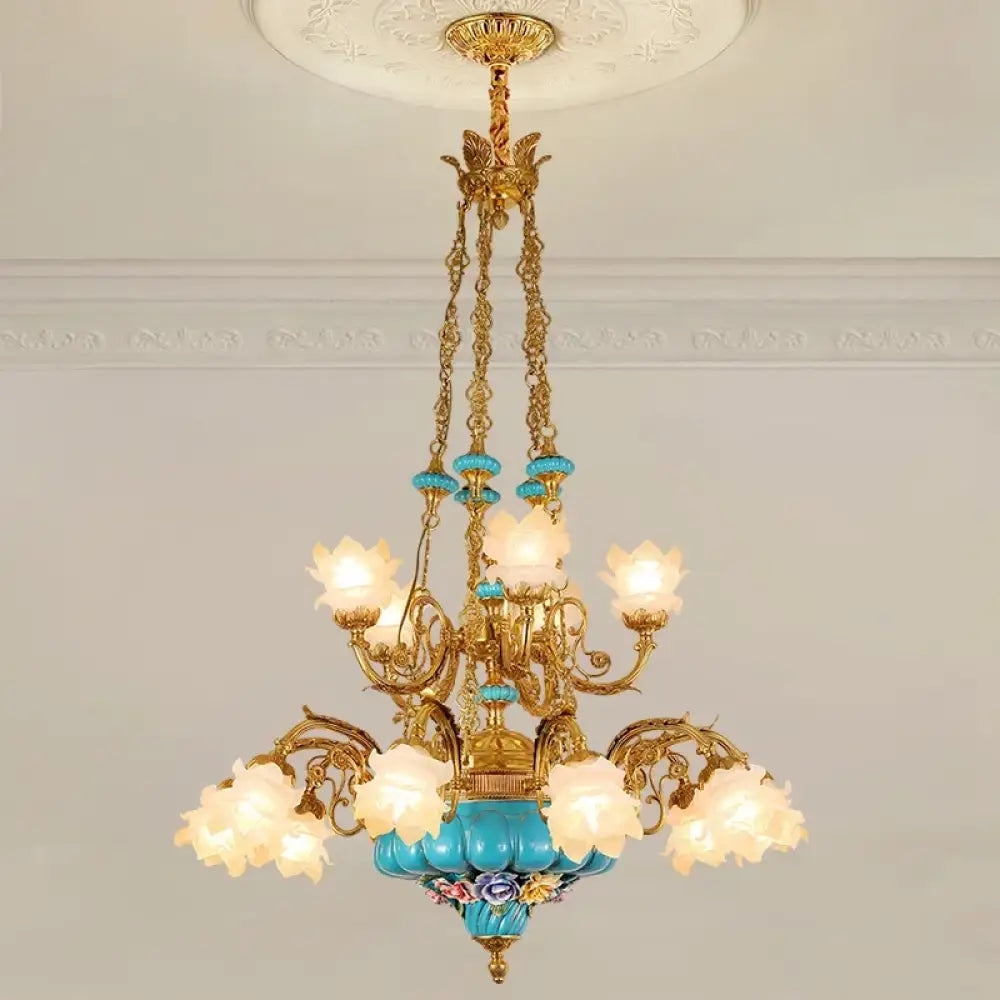 CÉLORIN European Copper &amp; Ceramic Grand Chandelier 8lights D77 H100cm Chandelier