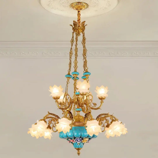 CÉLORIN European Copper &amp; Ceramic Grand Chandelier 8lights D77 H100cm Chandelier