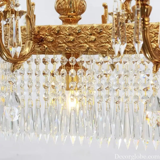 European Copper Crystal Chandelier 8-Light Pendant Chandelier