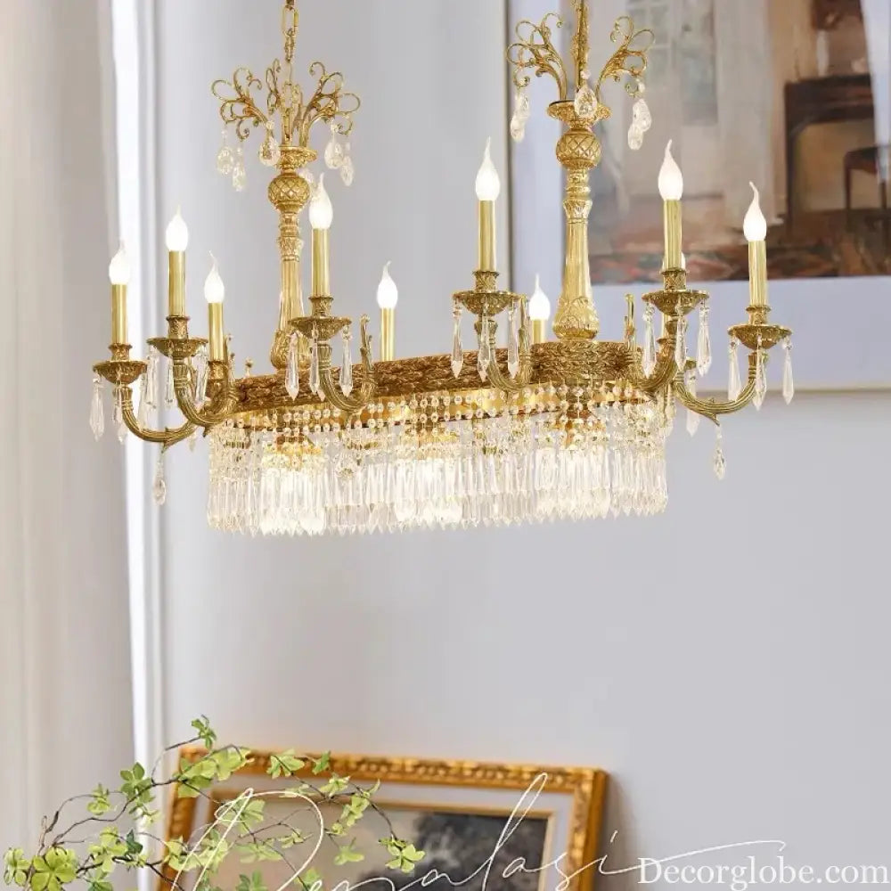 European Copper Crystal Chandelier 8-Light Pendant Chandelier