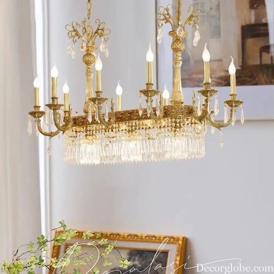 European Copper Crystal Chandelier 8-Light Pendant Chandelier