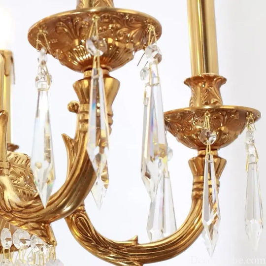 European Copper Crystal Chandelier 8-Light Pendant Chandelier