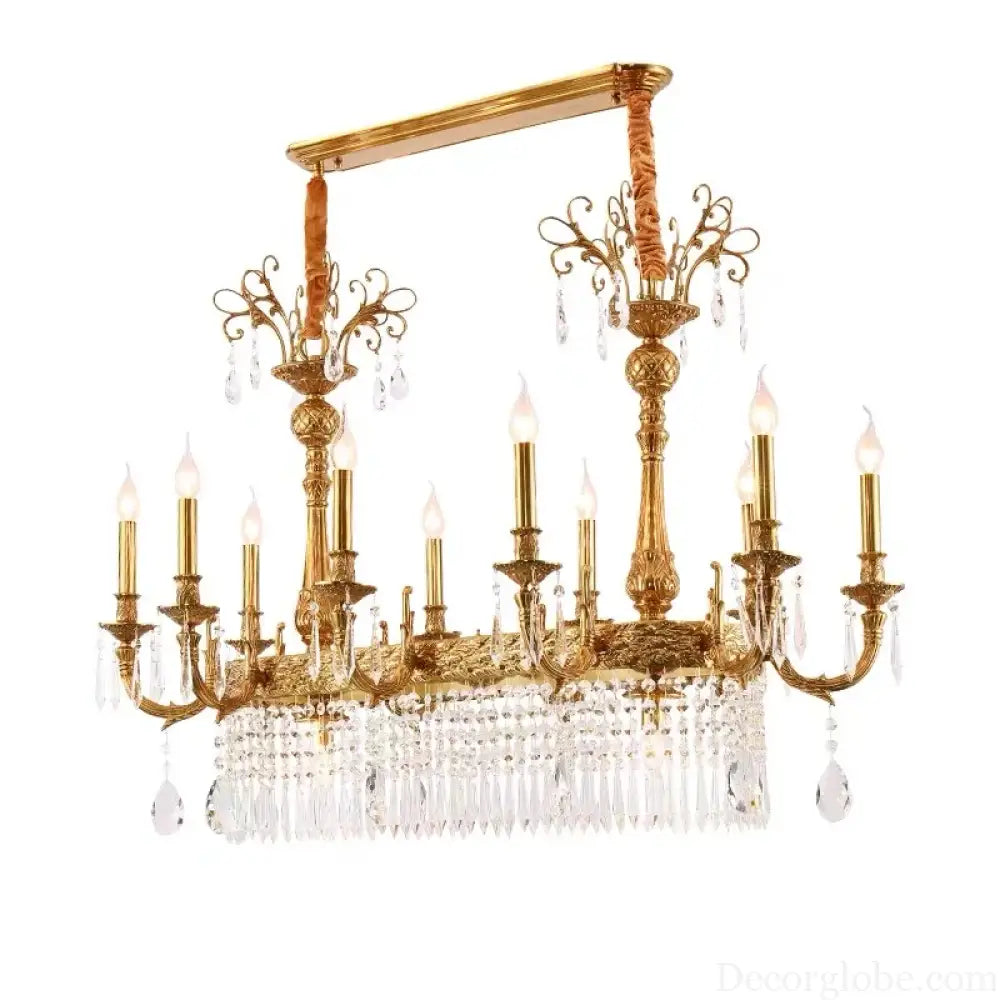 European Copper Crystal Chandelier 8-Light Pendant Chandelier