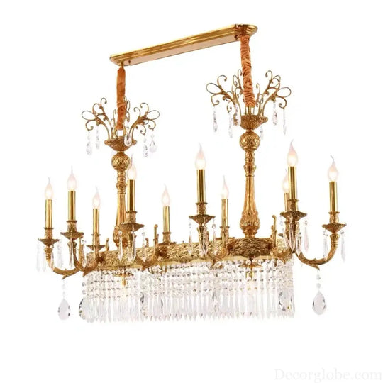 European Copper Crystal Chandelier 8-Light Pendant Chandelier