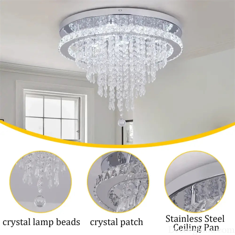 Modern K9 Luxury Crystal Ceiling Lamp Smart Led Living Dining Room Pendant Light Chandelier Remote Control Hanging