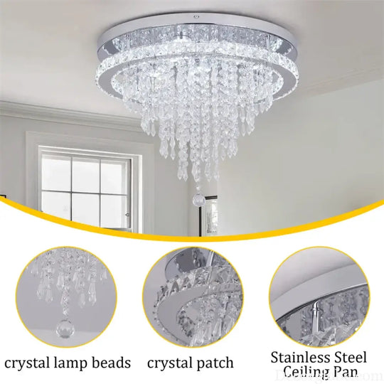 Modern K9 Luxury Crystal Ceiling Lamp Smart Led Living Dining Room Pendant Light Chandelier Remote Control Hanging