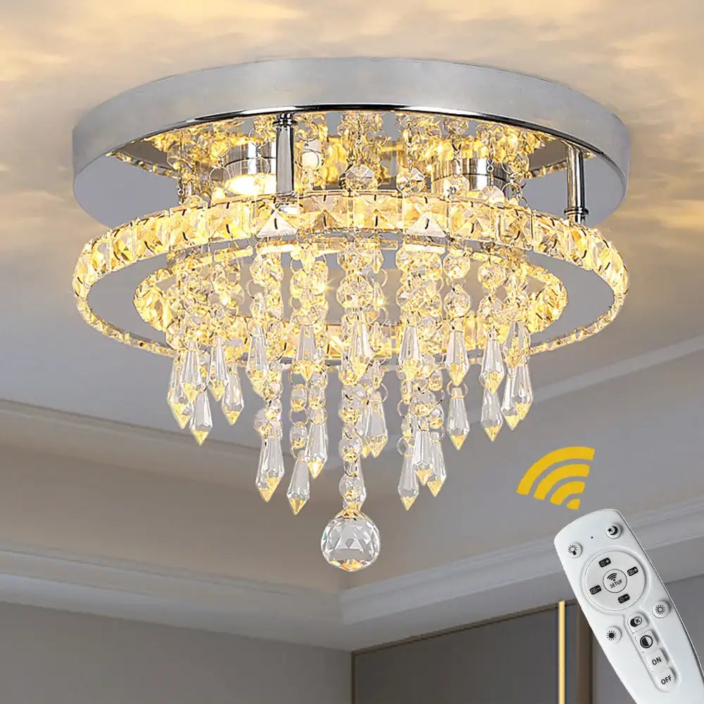 Modern K9 Luxury Crystal Ceiling Lamp Smart Led Living Dining Room Pendant Light Chandelier Remote Control Hanging