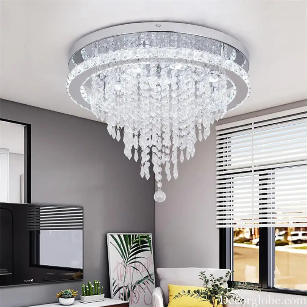 Modern K9 Luxury Crystal Ceiling Lamp Smart Led Living Dining Room Pendant Light Chandelier Remote Control Hanging