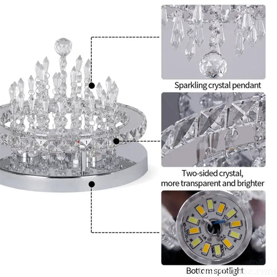 Modern K9 Luxury Crystal Ceiling Lamp Smart Led Living Dining Room Pendant Light Chandelier Remote Control Hanging
