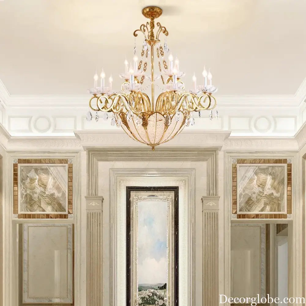 European Crystal Candle Brass Chandelier Chandelier