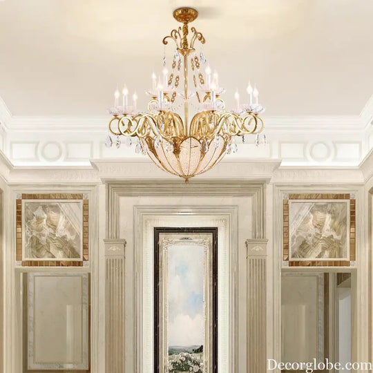 European Crystal Candle Brass Chandelier Chandelier